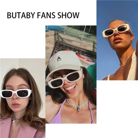 2 Pack Women\'s Rectangle Sunglasses Retro Driving Glasses 90’s Vintage main image 4